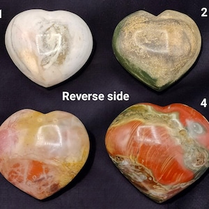 Ocean jasper heart large red green purple yellow ocean stone heart crystal gemstone