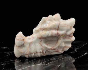 Red Vein Jasper Dragon Head Carving Red Crystal Dragon Head Gemstone 85mm