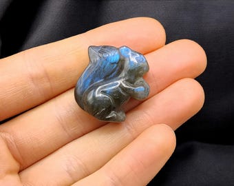 Labradorite carving, Labradorite crystal Carving,  blue Crystal carvings, blue Crystal Squirrel, blue Labradorite Squirrel