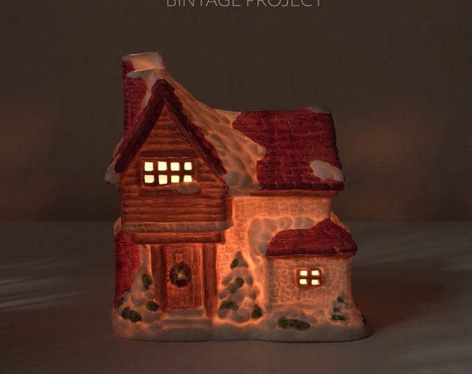 Vintage Ceramic Lighted Christmas Village House Lights, Christmas Light