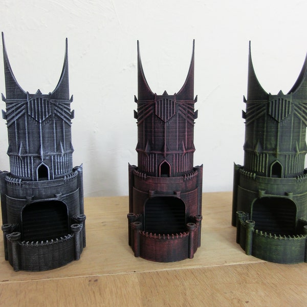 Pocket Barad-dur dice tower 3D Printed - lord of the rings - compatible with regular D20 size and below