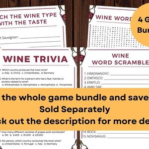 Wine Trivia Game! Instant Digital Download PDF Printable 15 Questions ...