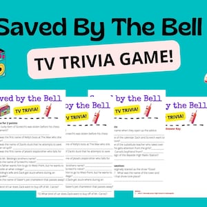 Saved by the Bell TV Trivia Game!  PDF Digital Download with 25 questions, 1 bonus, and answer key!