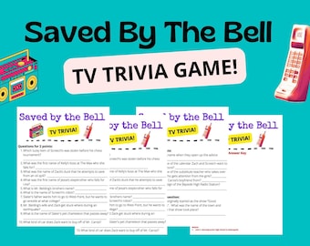 Saved by the Bell TV Trivia Game!  PDF Digital Download with 25 questions, 1 bonus, and answer key!