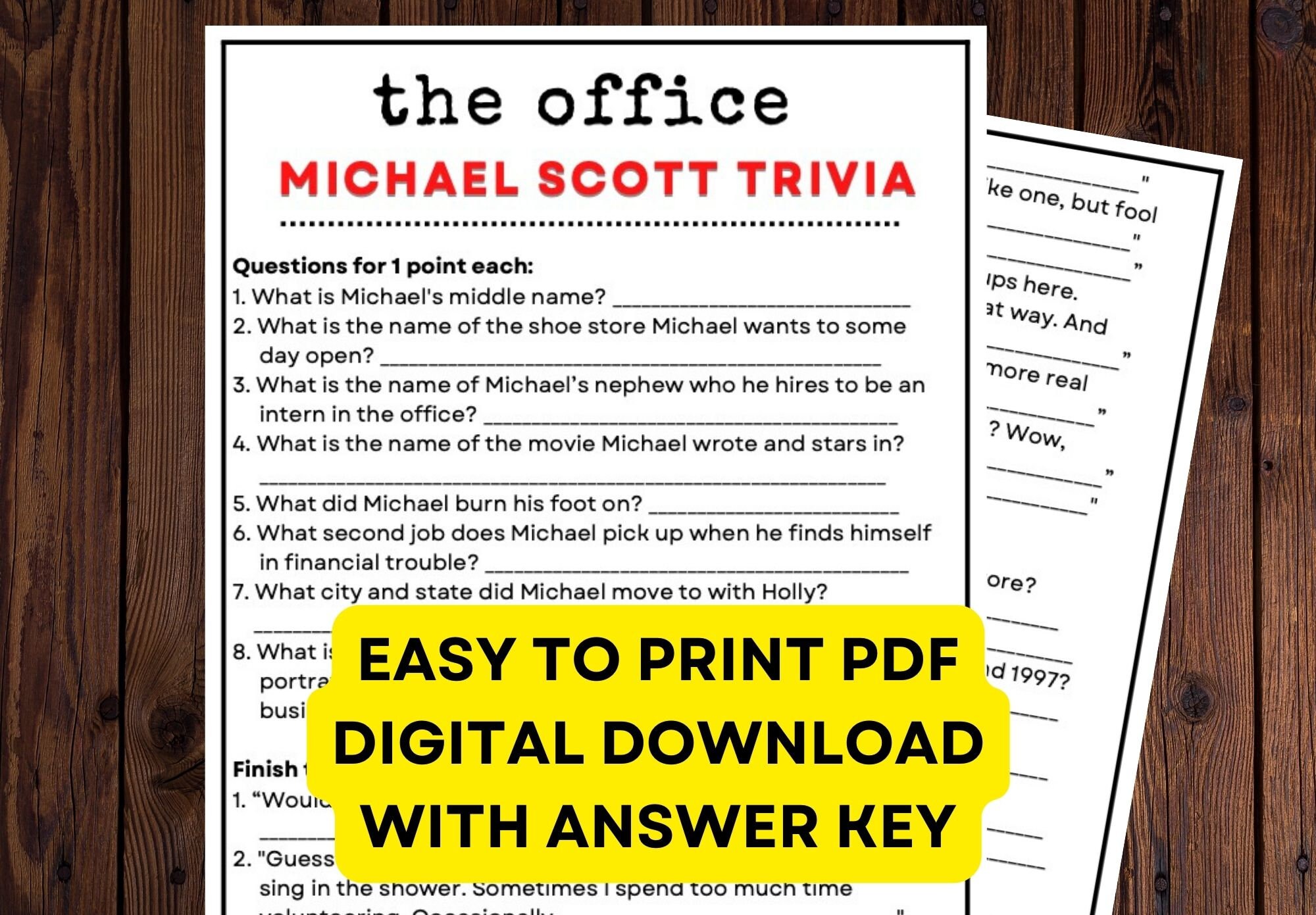 The Office TV Trivia Game - the Ultimate 10 Game Office Bundle! Printable Digital Download PDF ...