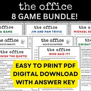 The Office TV Trivia Game Bundle! 8 games based on The Office in Printable Digital Download PDF format!