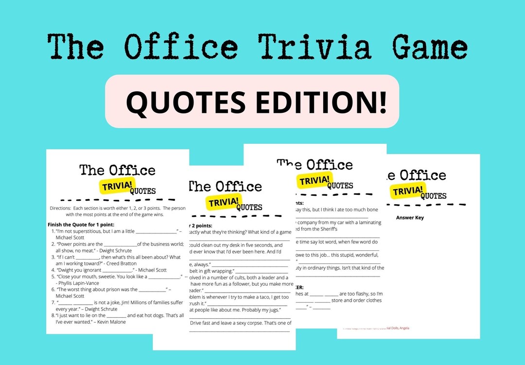 The Office Trivia Game Quotes Edition 4 Pages 21 Etsy