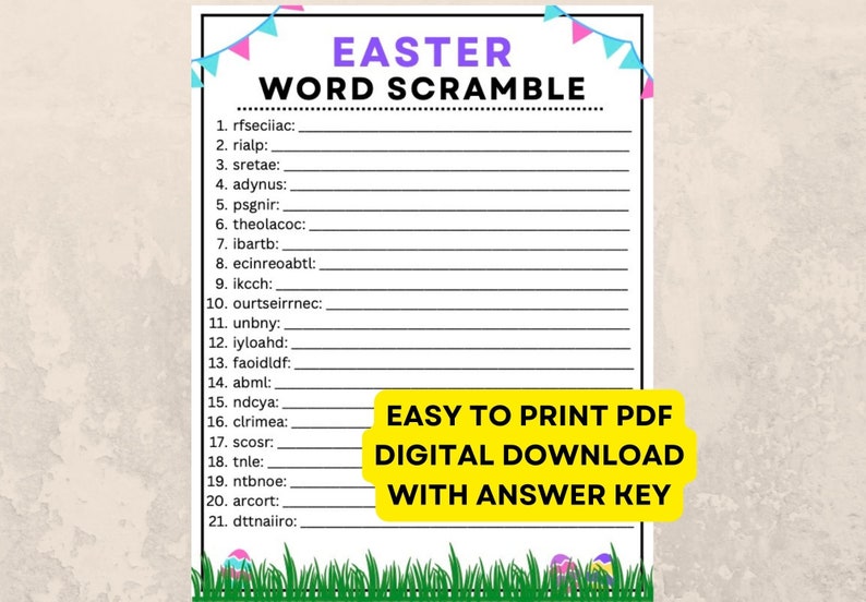 Easter Word Scramble Game! Instant Digital Download PDF Printable 21 ...