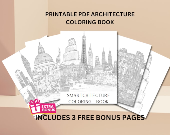 Architecture and Cityscapes Printable Coloring Book Coloring Books for ...