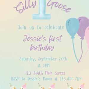 Convite de aniversário do One Silly Goose