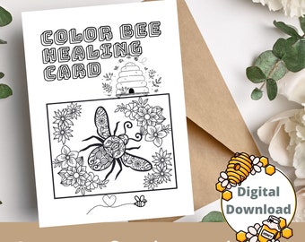 Coloriage Bee Healing Card, Printable Get Well Card, Gift Card, Get Well Soon Gift, Greeting Card For Sick Friend, Digital Download, Sympathy