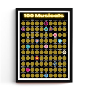 Póster de raspadito de 100 musicales