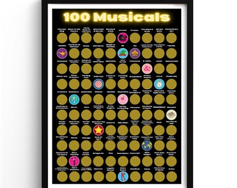 100 Musicals Scratch Off Poster