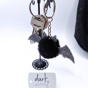 Mini Fuzzy Soft Bat Keychain 3&quot;x1&quot; Purse Charm - Gothic Witchy Accessory