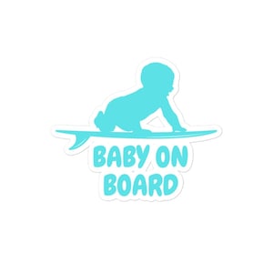 Naklejka surfingowa Baby on Board – 5x5, winylowa naklejka w kolorze czarnym, holograficznym, różowym lub niebieskim