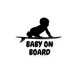 Naklejka surfingowa Baby on Board – 5x5, winylowa naklejka w kolorze czarnym, holograficznym, różowym lub niebieskim