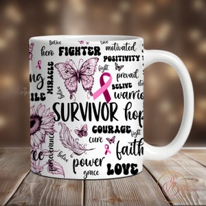 Diseño de sublimación de taza contra el cáncer, envoltura para taza de 325 ml, envoltura para taza de 425 ml, taza de sublimación PNG contra el cáncer, envoltura para taza contra el cáncer de mama, taza de café PNG