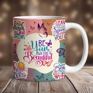 Affirmations Coffee Mug Wrap PNG, Mug Sublimation Designs, 11 oz Mug Wrap, 15 oz Mug Wrap, Digital Download, Mug Template for Sublimation