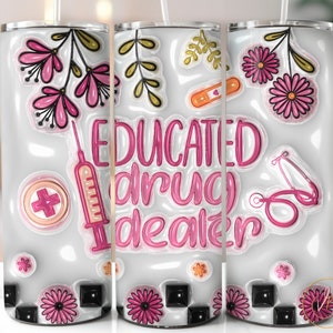 Nurse Puffy Tumbler Wrap PNG, 3D Inflated 20oz Skinny Tumbler Sublimation Designs, Digital Download, Nurse Tumbler PNG, Nurse Wrap PNG