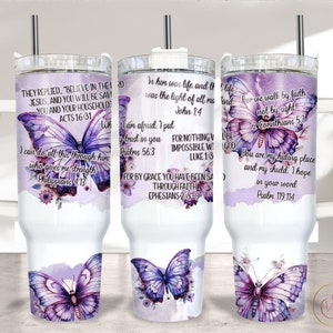 Verse Christian 40oz Tumbler Wrap Sublimation PNG, Religious 40oz Wrap, 40oz Sublimation Design, Bible Verse 40oz Quencher, 40oz Butterfly