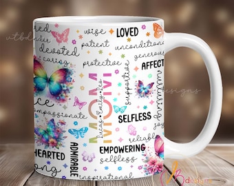 Tazza da caffè ispiratrice per mamma in formato PNG, design per sublimazione di tazze per mamma, tazza da 11 once, tazza da 15 once, digitale, modello per tazza per sublimazione