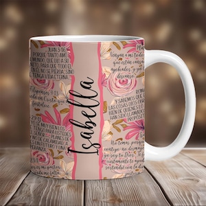 Diseño de sublimación de taza cristiana en español, envoltura de taza con versículo bíblico en español PNG, envoltura de taza de 11 oz, envoltura de taza de 15 oz, envoltura de taza en español por sublimación
