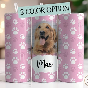 Dog Picture Tumbler Wrap PNG, Dog Tumbler PNG, 20oz Skinny Tumbler, Dog Photo Sublimation Designs, Digital Download, Add Dog Name PNG