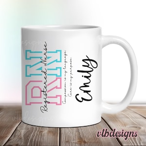 RN Nurse Mug Wrap PNG, Registered Nurse Sublimation Design for 11oz Mug 15oz Mug, Medical Coffee Cup Printable Nurse Gift, Mug Png