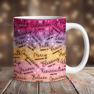 Verse Christian Mug Sublimation Design, Faith Mug Wrap PNG, 11 oz Mug Wrap, 15 oz Mug Wrap, Christian Mug Wrap Sublimation Religious Mug PNG
