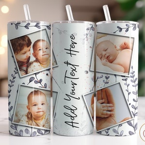 Picture Tumbler Wrap PNG 20oz Skinny Tumbler Sublimation Designs, Photo Tumbler Wrap, Add Name Tumbler Template, Straight PNG