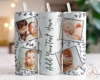 Picture Tumbler Wrap PNG 20oz Skinny Tumbler Sublimation Designs, Photo Tumbler Wrap, Add Name Tumbler Template, Straight PNG