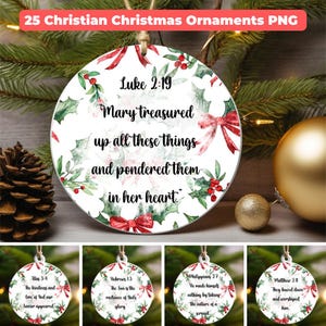 Bible Verse Christmas Round Ornament PNG Bundle, Sublimation Ornament Designs, Christmas Ornaments Sublimation Bundle, Christian Ornaments