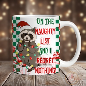 Raccoon Christmas Mug Sublimation Design Xmas Mug Wrap PNG, 11 oz Mug Wrap, 15 oz Mug Wrap Sublimation Christmas PNG, Winter Wrap