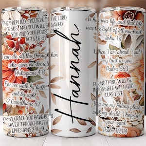 Versetti della Bibbia 20 oz Skinny Tumbler Christian Tumbler Wrap Affermazioni Tumbler, Bible Tumbler PNG, Aggiungi il tuo nome Tumbler Download digitale
