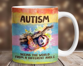 Envoltura para taza de café con autismo PNG, diseños de sublimación de tazas, envoltura para taza de 11 oz, envoltura para taza de 15 oz, plantilla de taza con autismo para sublimación, descarga digital