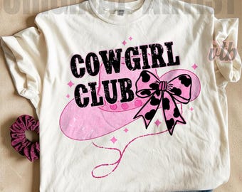 Cowgirl Club Png Pink Hat, Retro Print (Digital Download)