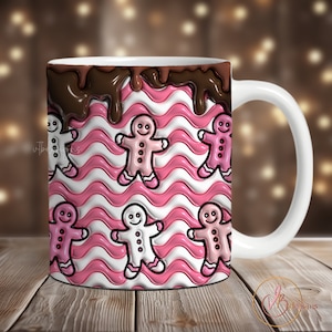 Christmas 3D Mug Wrap PNG, Inflated Mug Design Sublimation, Puffy Mug PNG, 11oz Mug Wrap, 15oz Mug Wrap, Christmas Mug Design