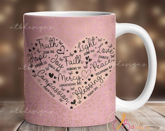 Christelijke mok sublimatieontwerp, Faith mokomslag png, 11 oz mokomslag, 15 oz mokomslag, christelijke mokomslag sublimatie religieuze mok, png