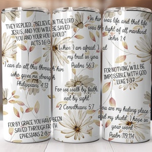 Christian Sublimation Designs Bible Verses Skinny Tumbler Affirmations Christian Tumbler Wrap PNG Religious Tumbler Designs Psalm Daisy