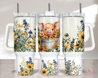 40oz Tumbler Wrap Sublimation PNG, Retro Floral 40oz Tumbler PNG, 40oz Sublimation Design Download, Seamless PNG Tumbler Design Download