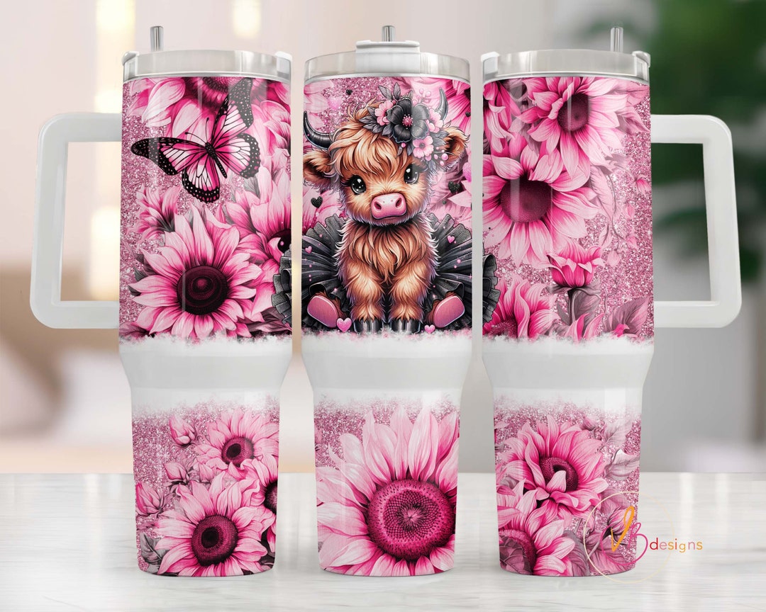 Highland Cow 40oz Sublimation, 40oz Tumbler Wrap, Sunflower 40oz Wrap ...