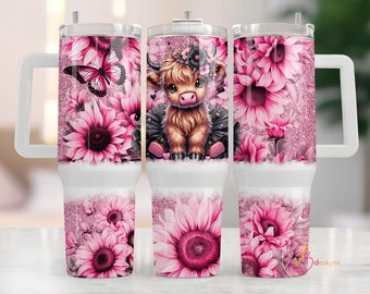 Highland Cow 40oz Sublimation, 40oz Tumbler Wrap, Sunflower 40oz Wrap, 40oz Quencher Sublimation, Digital Download