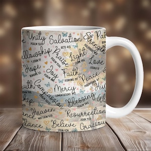 Bible Verse Christian Mug Sublimation Design, Faith Mug Wrap PNG,11 oz Mug Wrap, 15 oz Mug Wrap,Christian Mug Wrap Sublimation, Add Text Mug