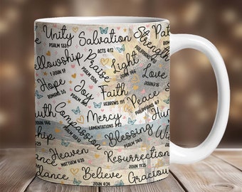 Bible Verse Christian Mug Sublimation Design, Faith Mug Wrap PNG,11 oz Mug Wrap, 15 oz Mug Wrap,Christian Mug Wrap Sublimation, Add Text Mug