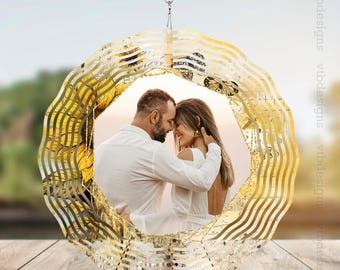 Add Photo Wind Spinner Sublimation Design Template, 10inch Round Wind Spinner Designs, Round Hanging Spinners PNG