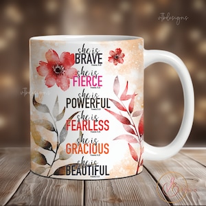Affirmations Coffee Mug Wrap PNG, Mug Sublimation Designs, 11 oz Mug Wrap, 15 oz Mug Wrap, Digital Download, Mug Template for Sublimation