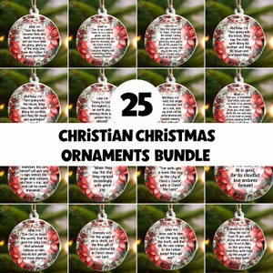Bible Verse Christmas Round Ornament PNG Bundle, Sublimation Ornament Designs, Christmas Ornaments Sublimation Bundle, Christian Ornaments
