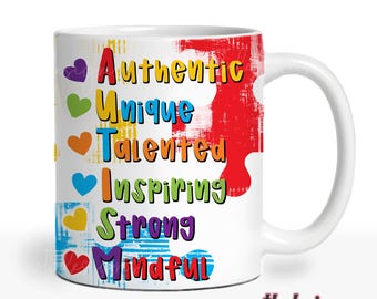 Envoltura para taza de café con autismo PNG, diseños de sublimación de tazas, envoltura para taza de 11 oz, envoltura para taza de 15 oz, plantilla de taza con autismo para sublimación, descarga digital
