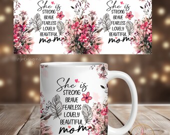 Tazza per mamma in formato PNG, design per sublimazione, tazza da 11 once, tazza da 15 once, download digitale, modello per tazza per sublimazione, tazza da caffè