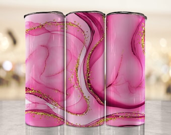 Add Your Own Text Pink Glitter Tumbler Wrap PNG 20oz Skinny Tumbler Sublimation Designs Tumbler PNG File Digital Download Alcohol Ink Agate